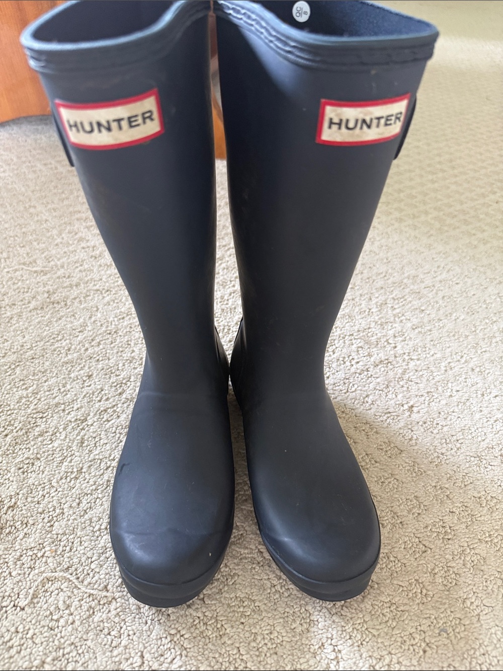 Hunter Black Tall Rubber Rain Boots with Red-Trim Logo youth size 2B
